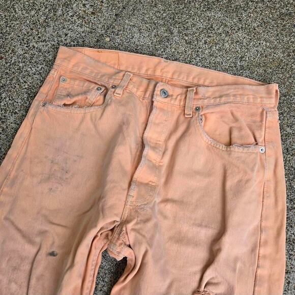 Vtg 90s LEVI'S 501xx Distressed Garment Dyed Denim Jeans Tagged 34 x 30 USA Made - Picture 2 of 8